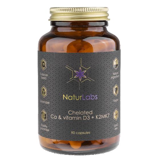NaturLabs Vápnik chelátový + D3 K2 90 kapsúl