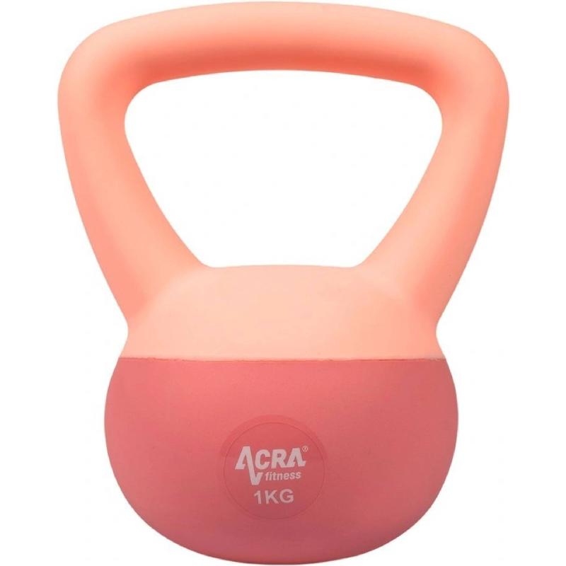 ACRA Soft PVC Kettlebell 1 kg, růžový