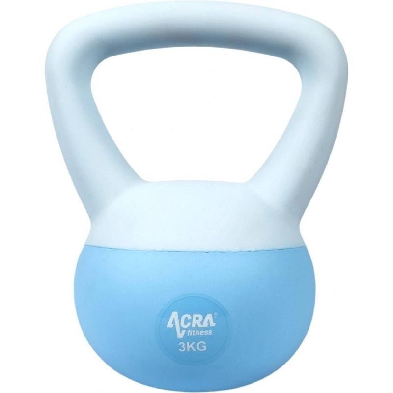ACRA Soft PVC Kettlebell 3 kg, modrý
