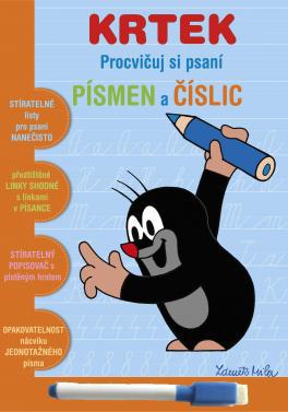 Akim Psaní písmen a číslic Krtek (Krteček) stíratelný sešit s popisovačem 2