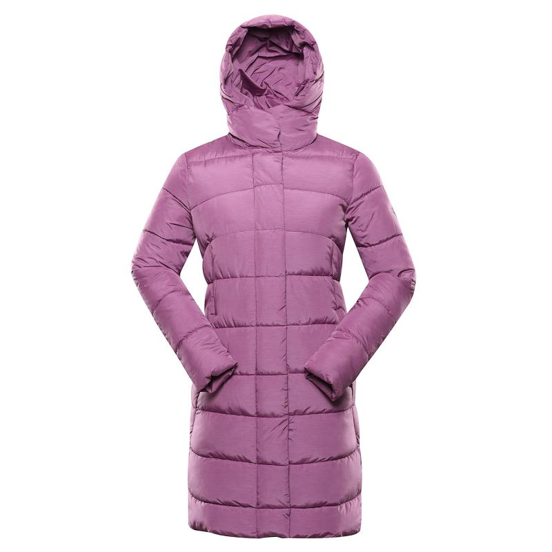 Alpine Pro EDORA dámsky ružový hi-therm kabát dlhý
