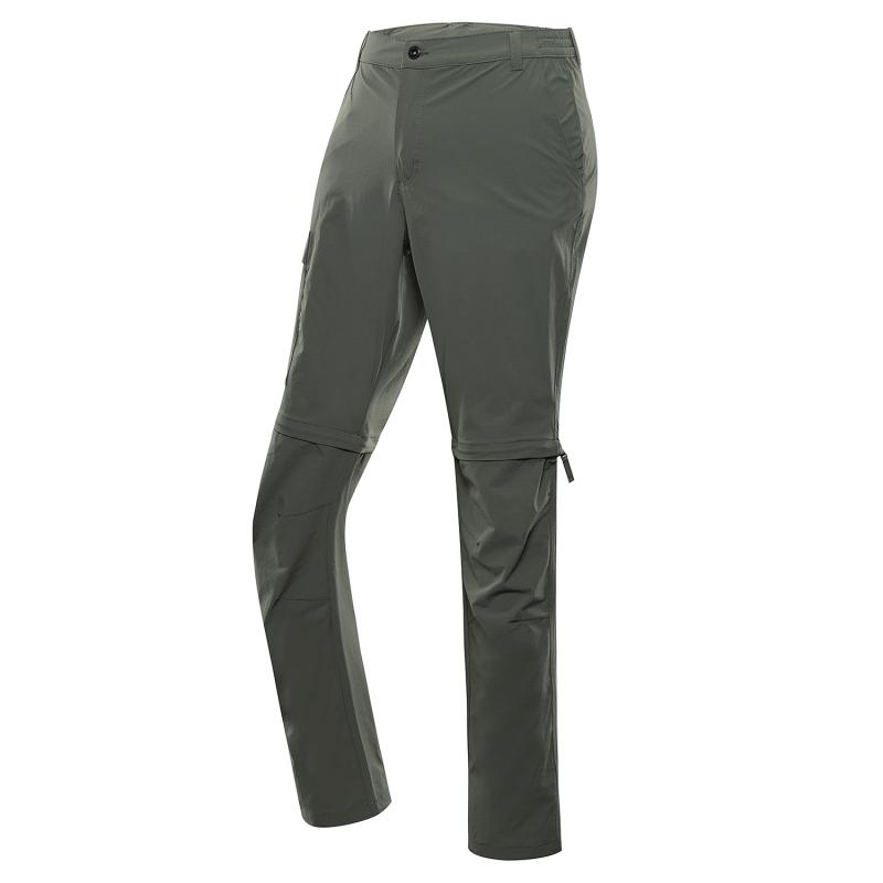 Alpine Pro NESC pánské zelené kalhoty s impregnací a odepínatelnými noh. softshell