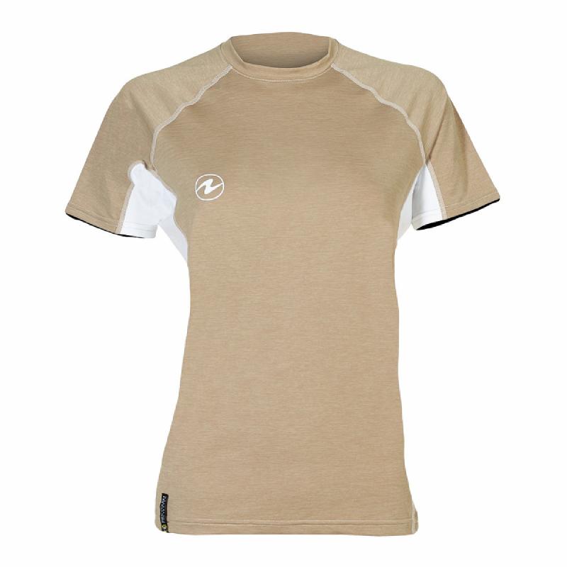 Aqualung Dámske lycrové tričko Aqua Lung LOOSE FIT béžová/biela