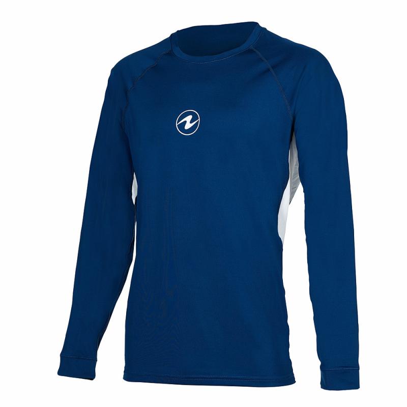 Aqualung Pánske lycrové tričko Aqua Lung LOOSE FIT modrá/biela dlhý rukáv