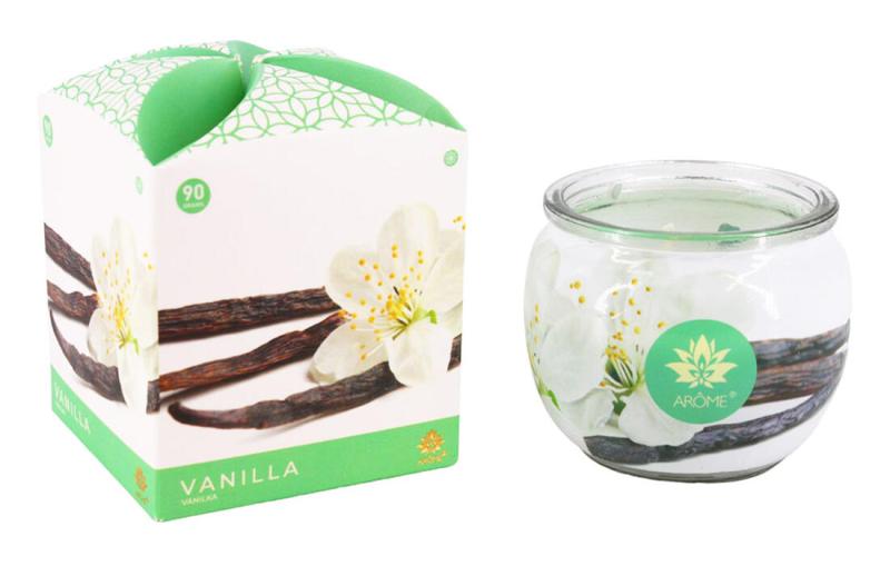 Arome Svíčka vonná sklo VANILKA 90g (hoří 22hod)
