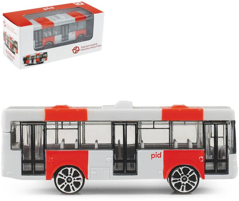 Autobus kovový červený PID Praha MHD volný chod