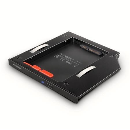 AXAGON RSS-CD09 ODD, Rámeček do slotu optické mechaniky pro 2.5" SSD/HDD, LED, 9.5 mm, hliníkový