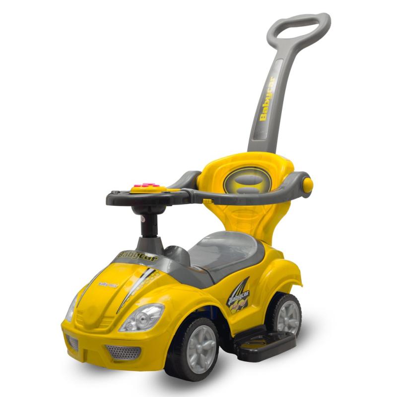 Baby Mix Dětské odrážedlo s vodící tyčí 3v1 Mega Car žluté