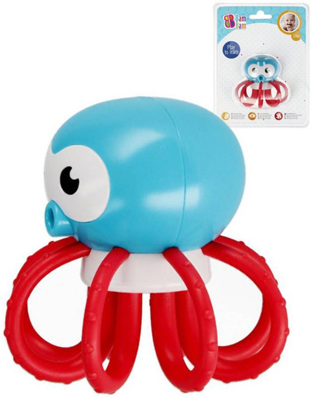 Bam Bam Baby Chobotnice 8cm chrastítko pro miminko plast na kartě