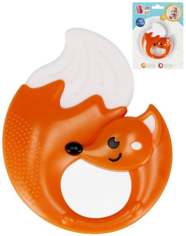 Bam Bam Baby chrastítko a kousátko liška pro miminko na kartě