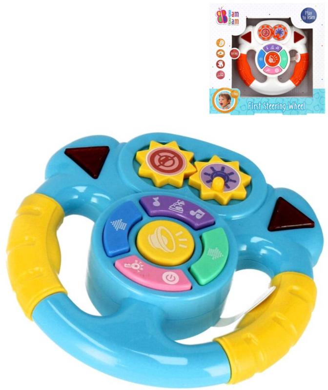 Bam Bam Baby hudební volant interaktivní na baterie 2 barvy Světlo Zvuk