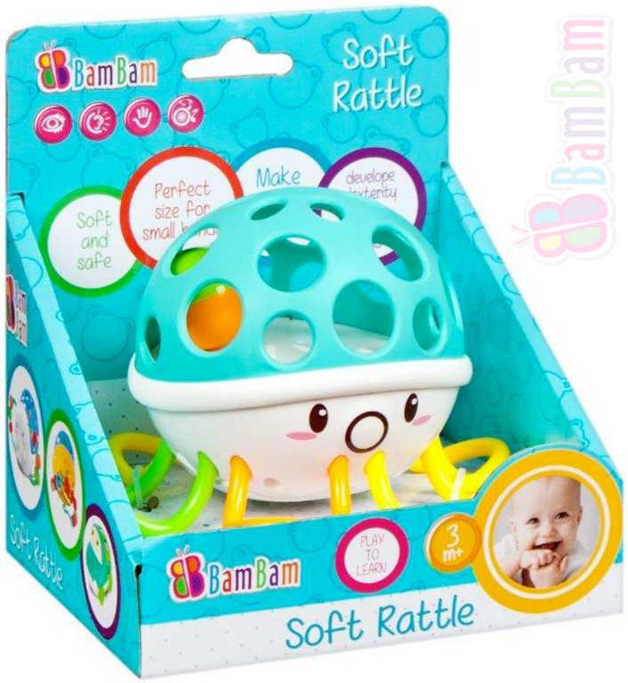 Bam Bam Baby měkké chrastítko chobotnice s kuličkou pro miminko