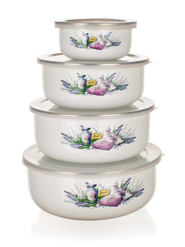 BANQUET Miska sada 8díl. (10,14,16,18cm + 4 víčka) smalt LAVENDER