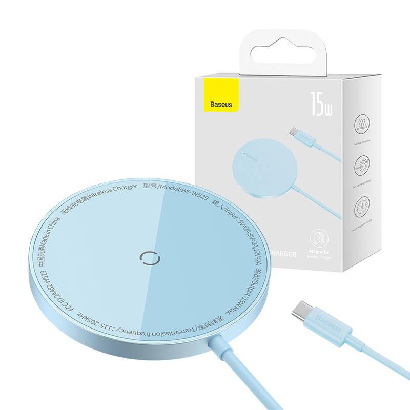 Baseus Magnetická bezdrátová nabíječka Simple Mini 3 15W (modrá)