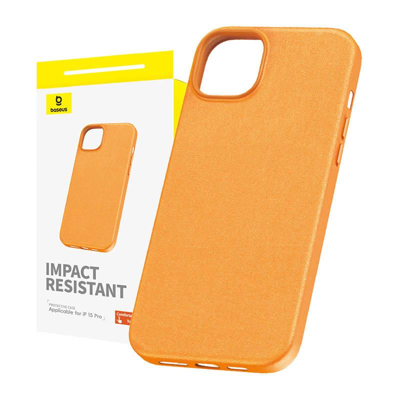 Baseus Pouzdro na telefon pro iPhone 15 Pro Fauxther Series (oranžové)