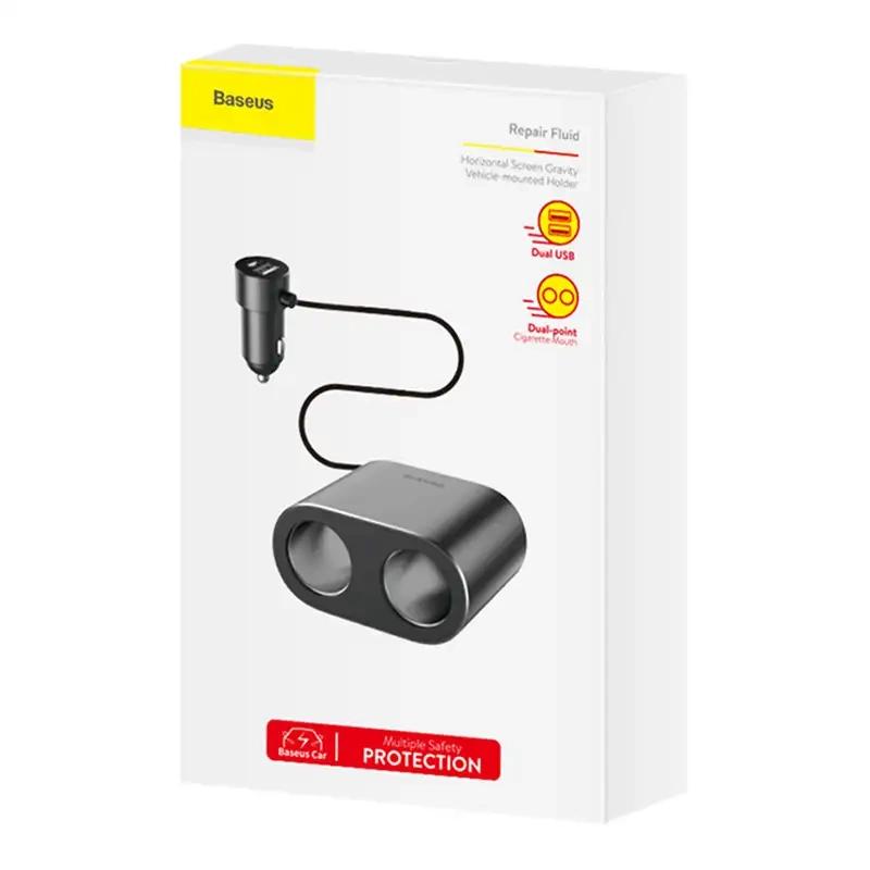 Baseus Zásuvka zapalovače s rozbočovačem 2xUSB 3,1A 100W - černá