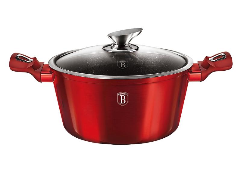 Berlingerhaus Kastrol s mramorovým povrchem a poklicí 20 cm Burgundy Metallic Line
