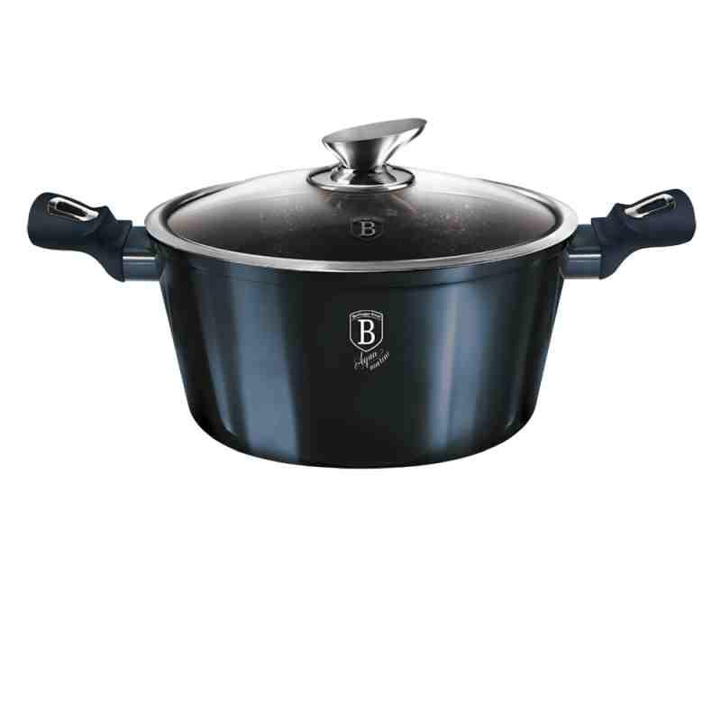 Berlingerhaus Kastrol s mramorovým povrchem a poklicí 24 cm Metallic Line Aquamarine Edition