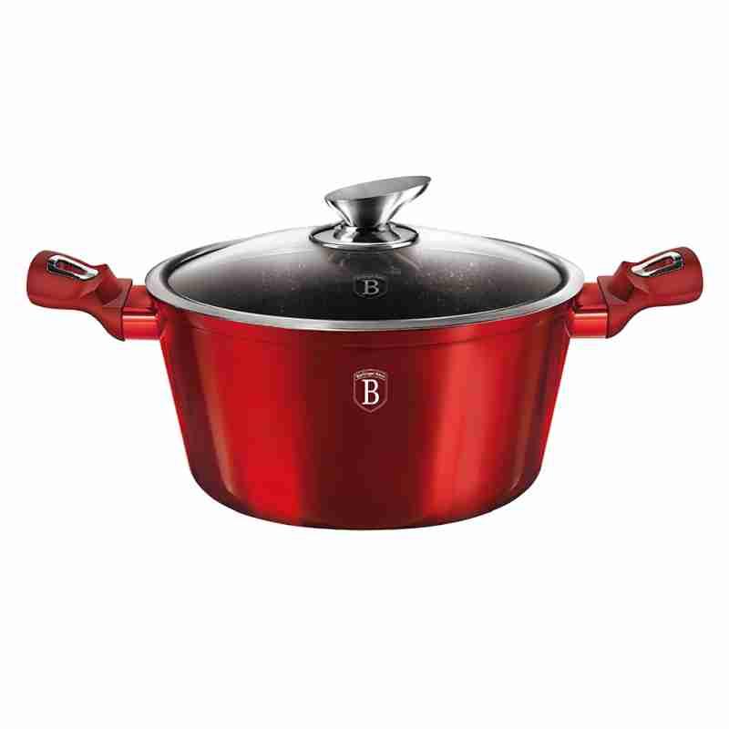 Berlingerhaus BH-6192 Kastrol s mramorovým povrchem a poklicí 30 cm Burgundy Metallic Line