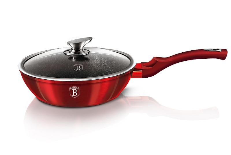 Berlingerhaus BH-1259 Pánev hluboká s mramorovým povrchem a poklicí 24 cm Burgundy Metallic Line