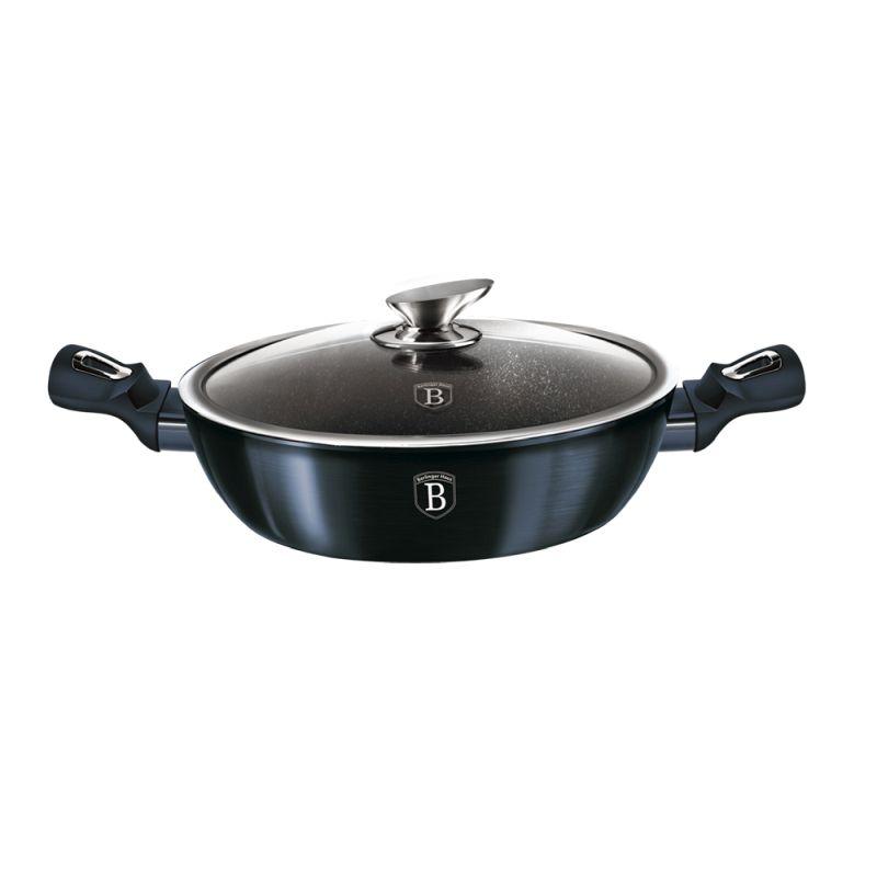 Berlingerhaus Pekáč kulatý s mramorovým povrchem a poklicí 24 cm Metallic Line Aquamarine Edition