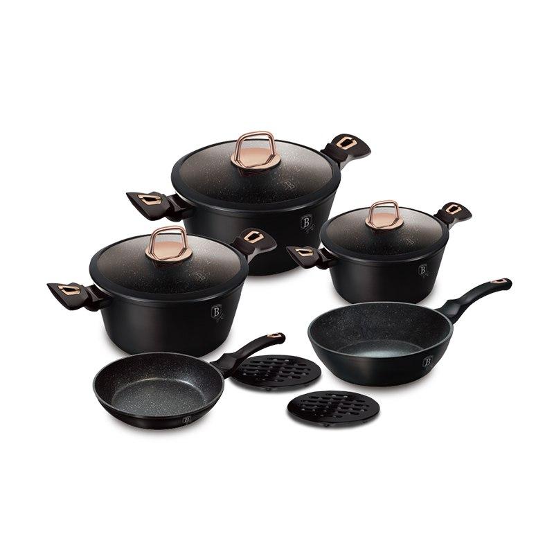 Berlingerhaus Sada nádobí s mramorovým povrchem 10 ks Black Rose Collection