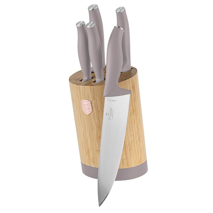 Berlingerhaus Sada nožů se stojanem BAMBOO 6 ks Taupe Collection