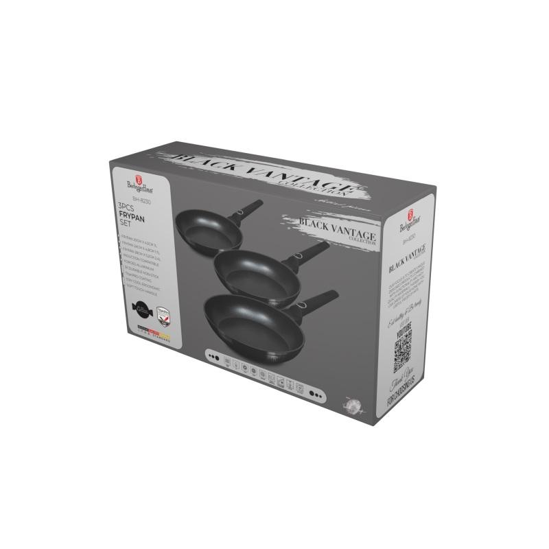 Berlingerhaus Sada pánví s titanovým povrchem 3 ks Black Vantage Collection