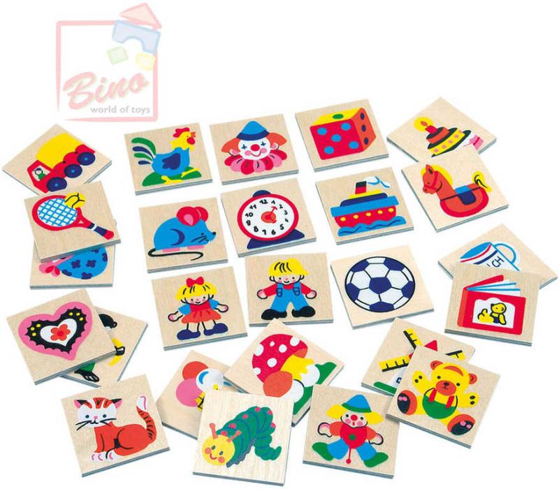 Bino DŘEVO Obrázkové identifikační značky dětské jmenovky set 25ks