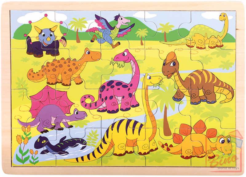 Bino DŘEVO Puzzle Dinosauři (dřevěná hračka)