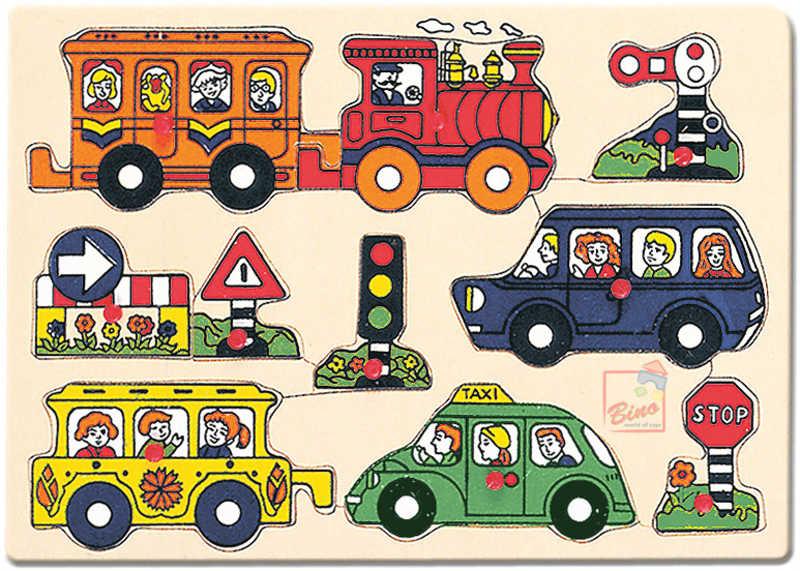 Bino DŘEVO Puzzle doprava (dřevěná hračka)
