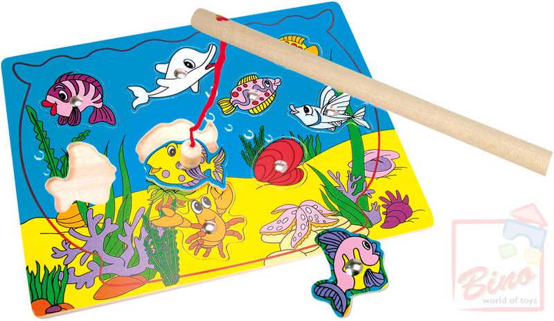 Bino DŘEVO Puzzle magnetické akvárium (dřevěná hračka)