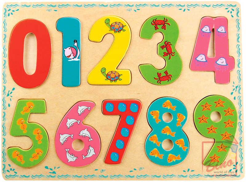 Bino DŘEVO Puzzle vkládací číslice (dřevěná hračka)