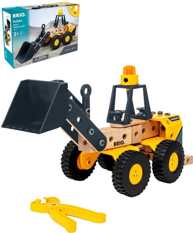 Brio DŘEVO Nakladač Volvo montážní stavebnice 58 dílků na baterie Světlo