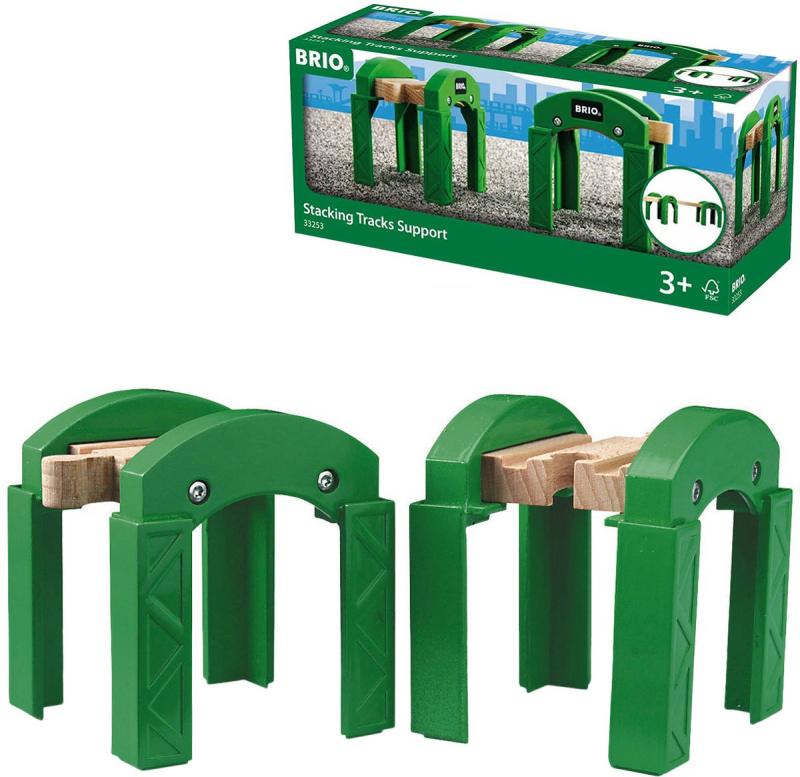 Brio DŘEVO Podpěry kolejí set 2ks doplněk k vláčkodráze (dřevěná hračka)