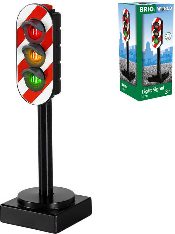 Brio DŘEVO Semafor světelný 14cm na baterie v krabici Světlo
