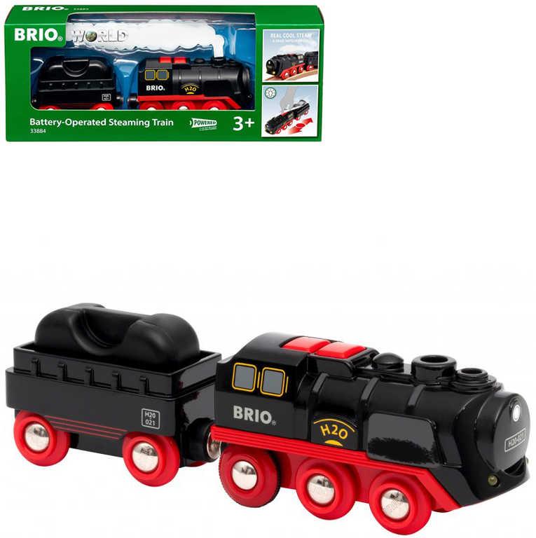 Brio Parní lokomotiva s vagonem nákladní vlak kouří na baterie kov Světlo