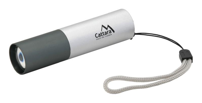 Cattara Svítilna kapesní LED 120lm ZOOM nabíjecí SILVER