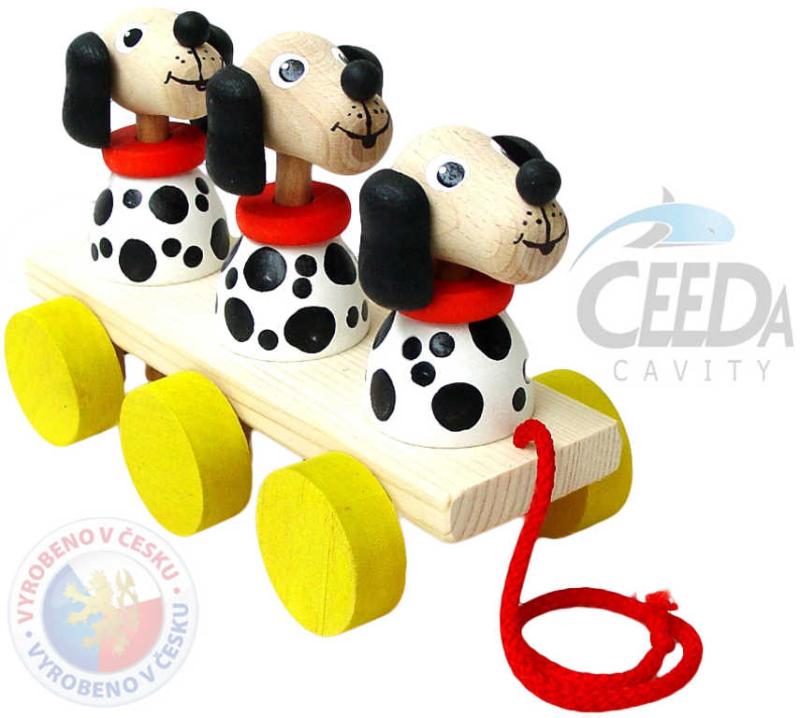 Ceeda DŘEVO 3 pejsci tahací pohyblivé (dřevěná hračka)
