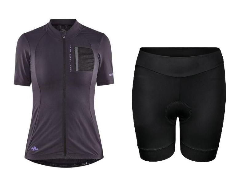 Craft ADV Offroad W 1910581 cyklodres - šedá + Force CHARM LADY černé cyklokraťasy