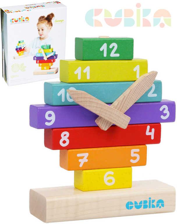 Cubika DŘEVO Baby Hodiny magnetické navlékací stavebnice set 10 dílků