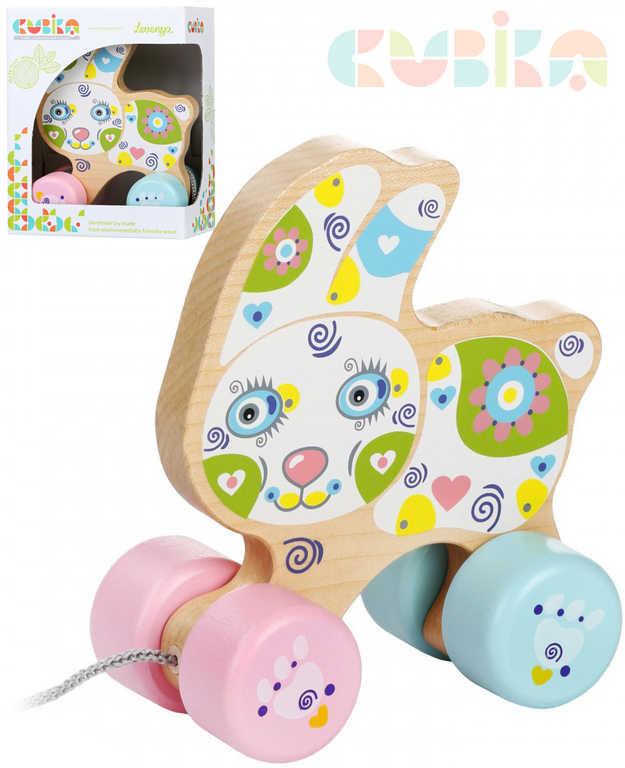 Cubika DŘEVO Baby Králík tahací na kolečkách (dřevěná hračka)