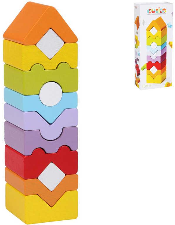 Cubika DŘEVO Baby stavebnice Věž XI balanční 12 dílků