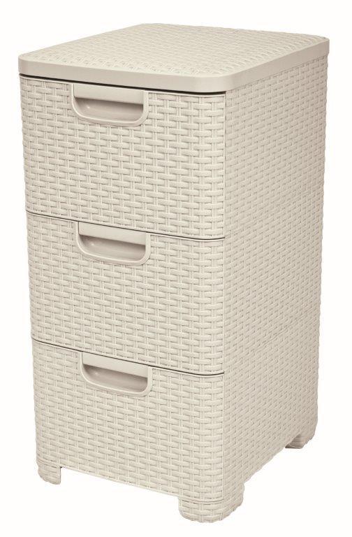 Curver Regál Style 3x14L se zásuvkami krémově bílý