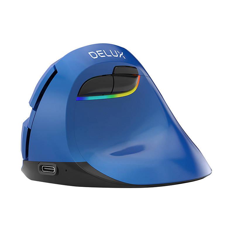 Delux Bezdrátová vertikální myš M618Mini BT4.0 + 2,4Ghz 4000DPI RGB (modrá)