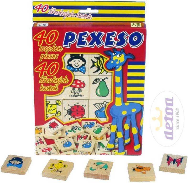 Detoa DŘEVO Pexeso set 40 dílků 4x4cm v krabičce s obrázky