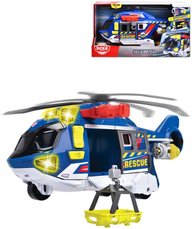 Dickie Helikoptéra záchranářská 39cm funkční na baterie Světlo Zvuk
