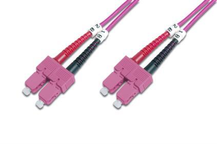 DIGITUS Fiber Optic Patch Cord, SC to SC, Multimode OM4 - 50/125 , Duplex, color RAL4003 Length 2m