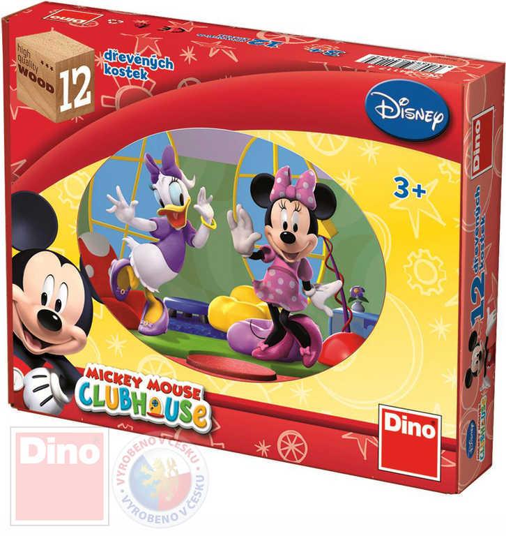 Dino DŘEVO Kostky obrázkové Mickey Mouse set 12ks kubus (dřevěná hračka)