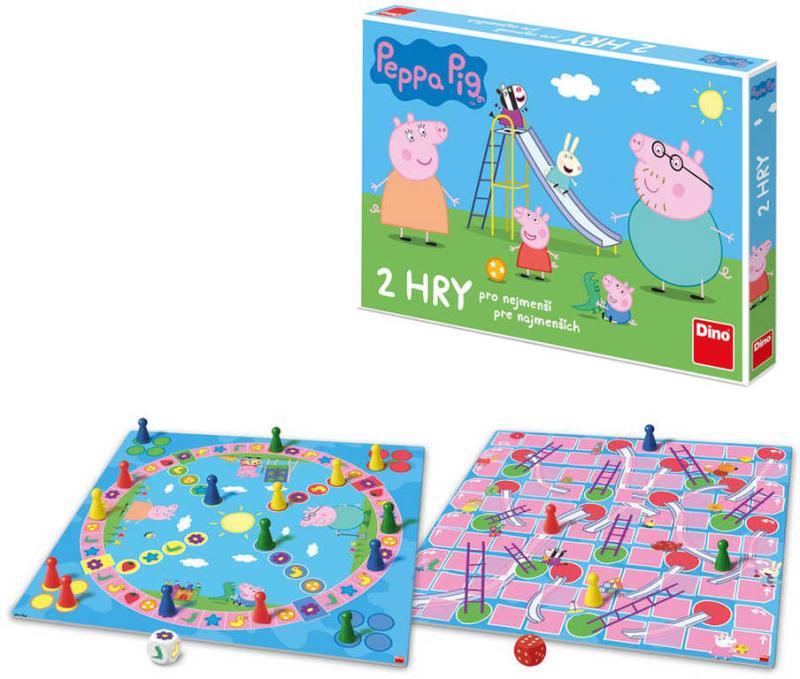 Dino Hra 2v1 Peppa Pig Člověče, nezlob se! + Žebříky a skluzavky (společenská hra)